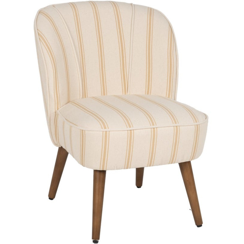 Fauteuil rayé miel et écru bois d’hévéa 54x64x73 cm Parelaro Ixia - 1