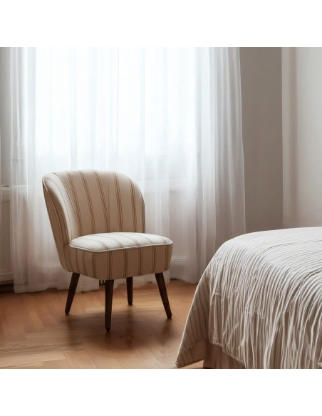 Fauteuil rayé miel et écru bois d’hévéa 54x64x73 cm Parelaro Ixia - 2