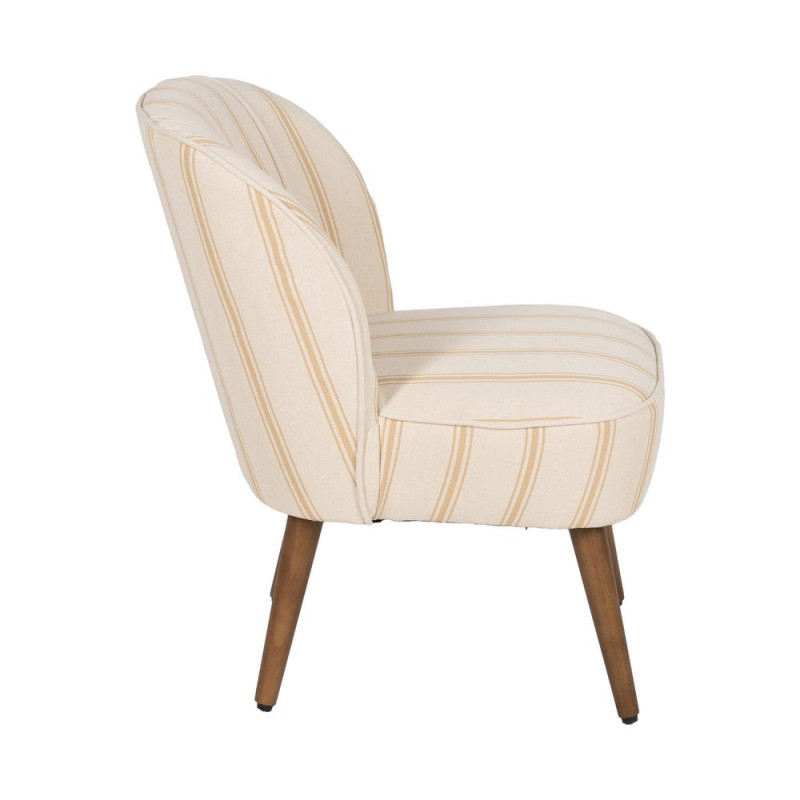Fauteuil rayé miel et écru bois d’hévéa 54x64x73 cm Parelaro Ixia - 3