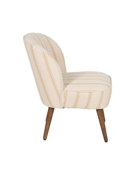 Fauteuil rayé miel et écru bois d’hévéa 54x64x73 cm Parelaro Ixia - 3