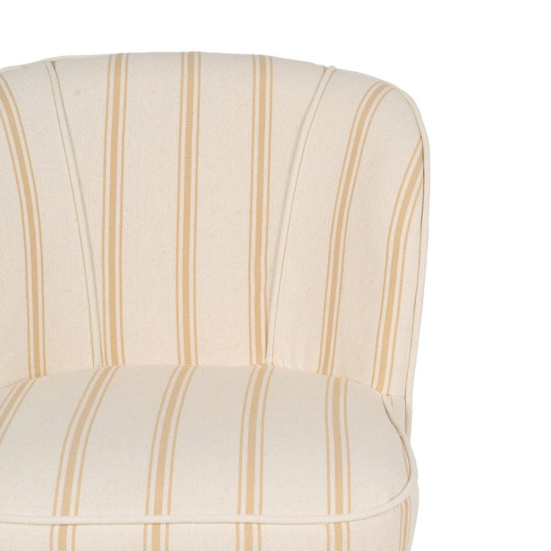 Fauteuil rayé miel et écru bois d’hévéa 54x64x73 cm Parelaro Ixia - 5