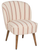 Fauteuil crapaud rayé terracotta bois d’hévéa 54x64x73 cm Parelaro