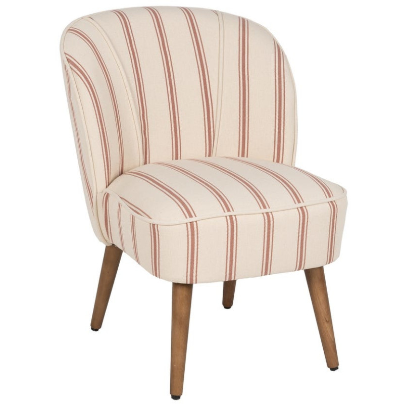 Fauteuil crapaud rayé terracotta bois d’hévéa 54x64x73 cm Parelaro Ixia - 1