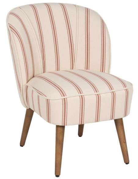Fauteuil crapaud rayé terracotta bois d’hévéa 54x64x73 cm Parelaro Ixia - 1