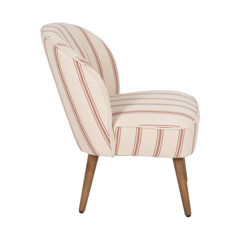 Fauteuil crapaud rayé terracotta bois d’hévéa 54x64x73 cm Parelaro Ixia - 3