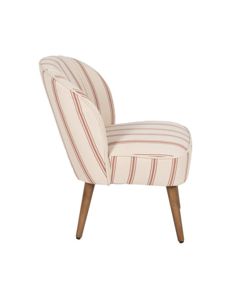 Fauteuil crapaud rayé terracotta bois d’hévéa 54x64x73 cm Parelaro Ixia - 3