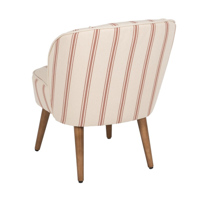 Fauteuil crapaud rayé terracotta bois d’hévéa 54x64x73 cm Parelaro Ixia - 4