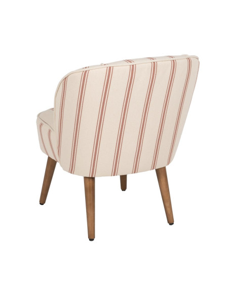 Fauteuil crapaud rayé terracotta bois d’hévéa 54x64x73 cm Parelaro Ixia - 4