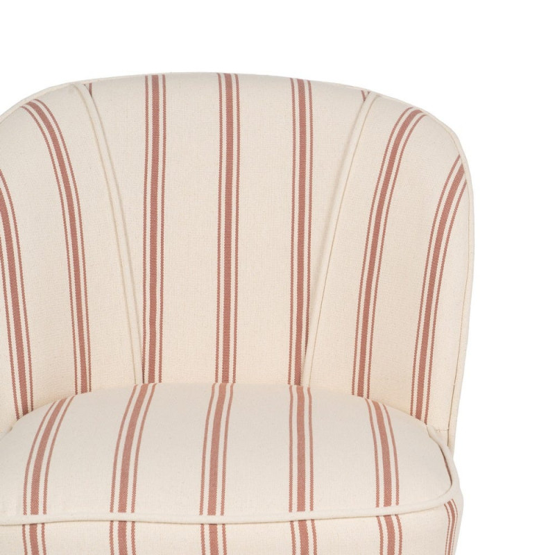 Fauteuil crapaud rayé terracotta bois d’hévéa 54x64x73 cm Parelaro Ixia - 5
