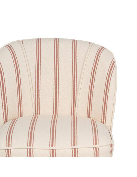 Fauteuil crapaud rayé terracotta bois d’hévéa 54x64x73 cm Parelaro Ixia - 5