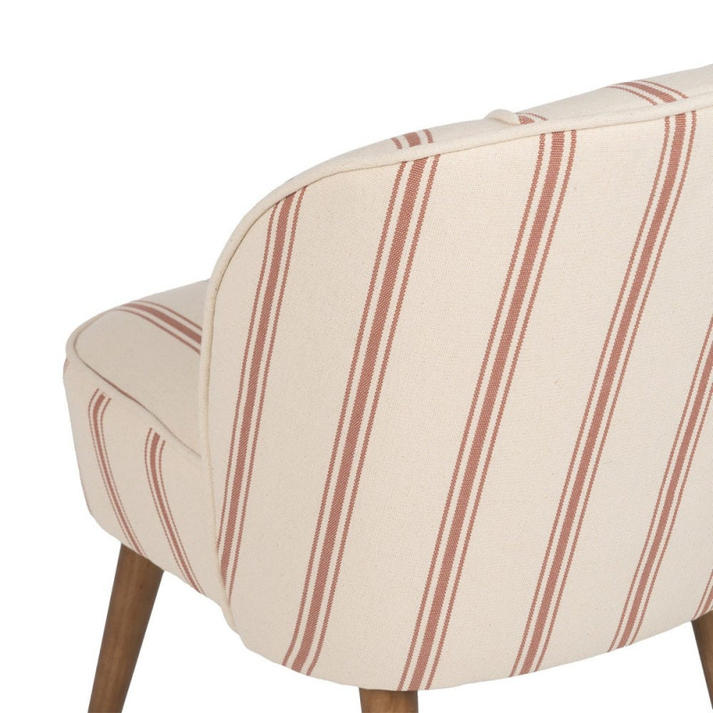 Fauteuil crapaud rayé terracotta bois d’hévéa 54x64x73 cm Parelaro Ixia - 9