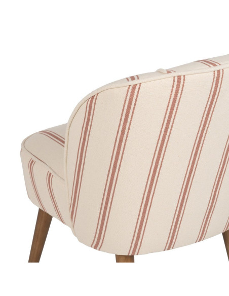 Fauteuil crapaud rayé terracotta bois d’hévéa 54x64x73 cm Parelaro Ixia - 9