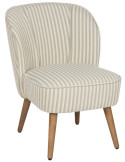 Fauteuil rayé vert sauge en tissu et hévéa 54x64x73 cm Elarano