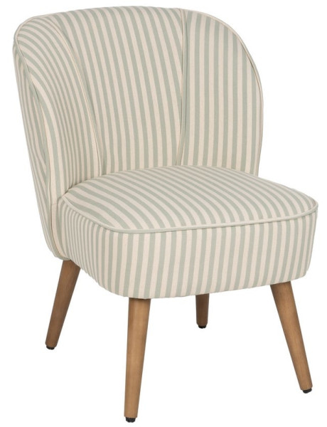 Fauteuil rayé vert sauge en tissu et hévéa 54x64x73 cm Elarano Ixia - 1