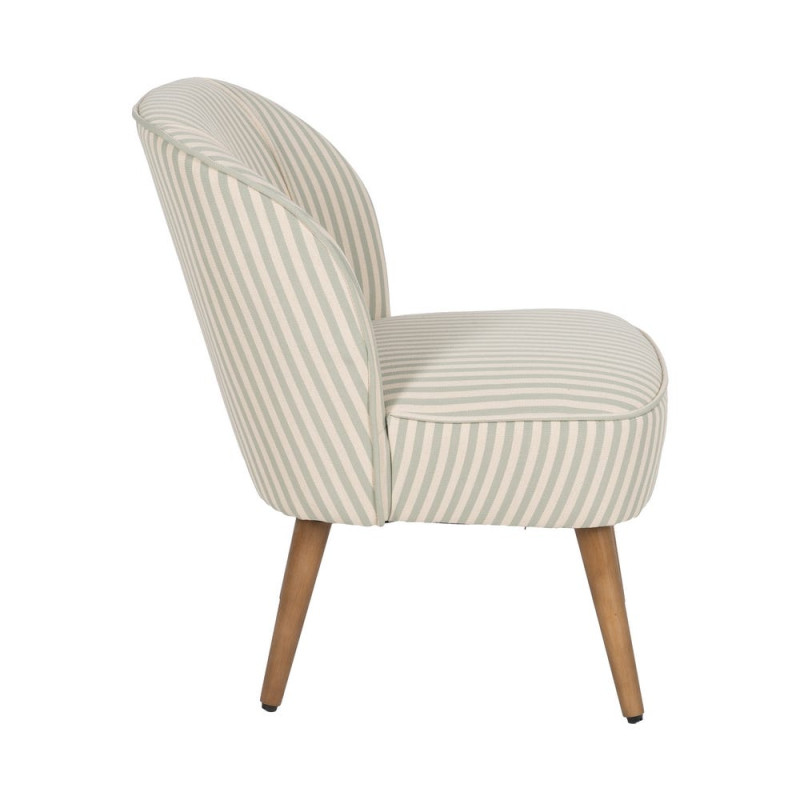 Fauteuil rayé vert sauge en tissu et hévéa 54x64x73 cm Elarano Ixia - 3
