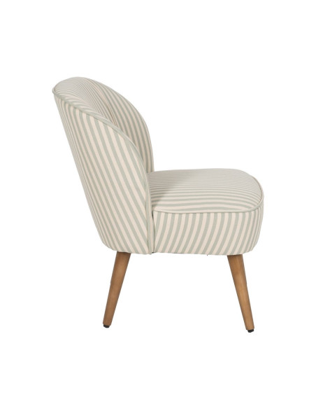 Fauteuil rayé vert sauge en tissu et hévéa 54x64x73 cm Elarano Ixia - 3