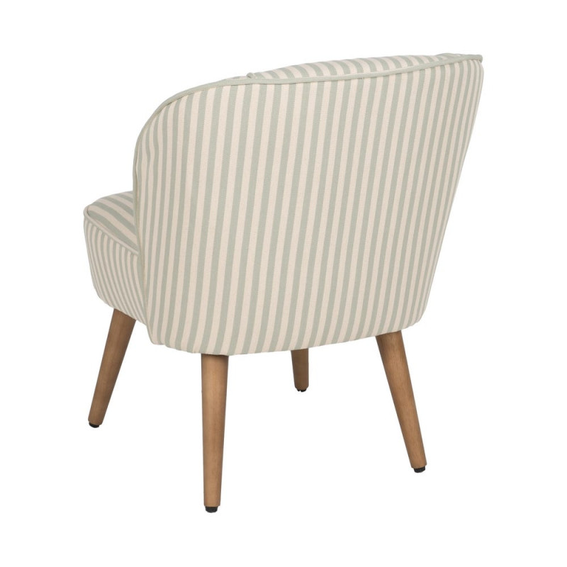 Fauteuil rayé vert sauge en tissu et hévéa 54x64x73 cm Elarano Ixia - 4