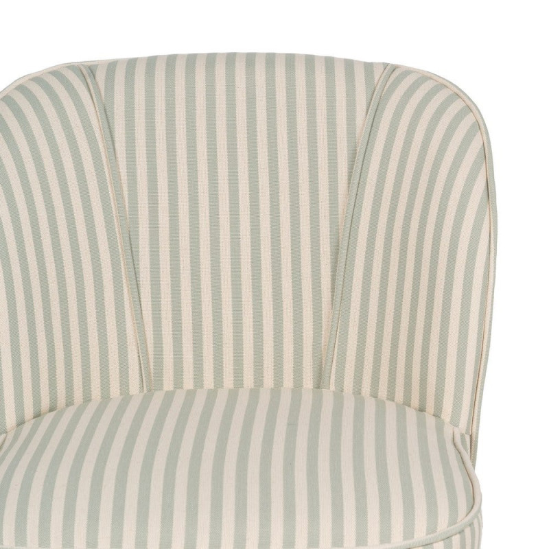 Fauteuil rayé vert sauge en tissu et hévéa 54x64x73 cm Elarano Ixia - 5