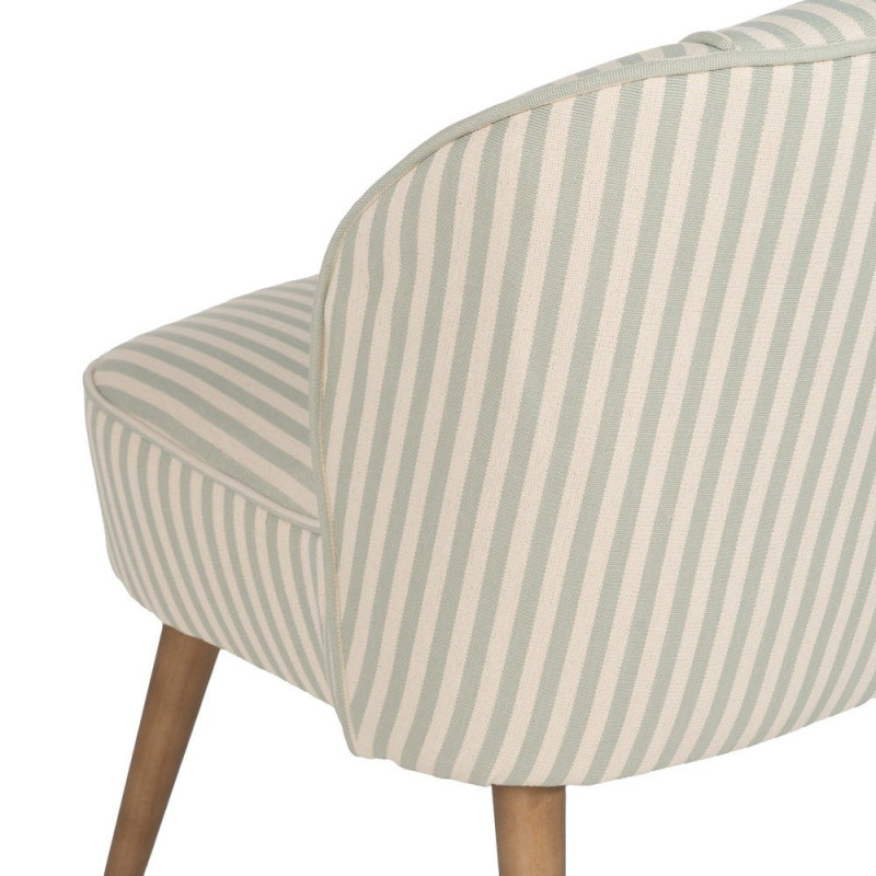 Fauteuil rayé vert sauge en tissu et hévéa 54x64x73 cm Elarano Ixia - 9