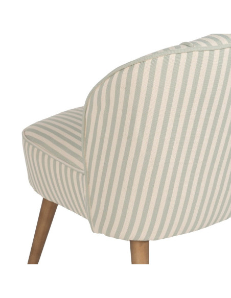 Fauteuil rayé vert sauge en tissu et hévéa 54x64x73 cm Elarano Ixia - 9
