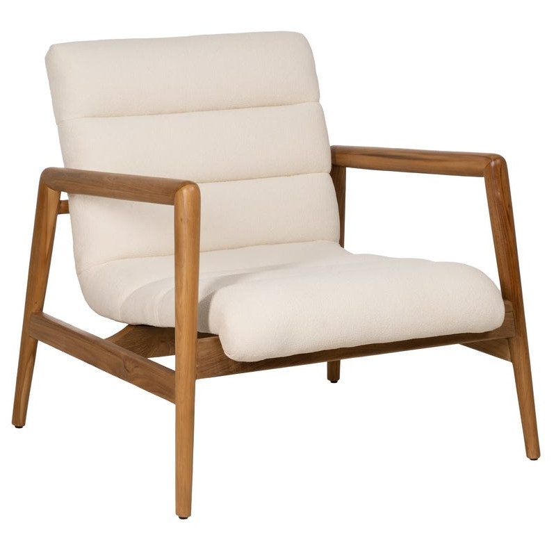 Fauteuil en teck et tissu écru 79x56x76 cm Lomarado Ixia - 1