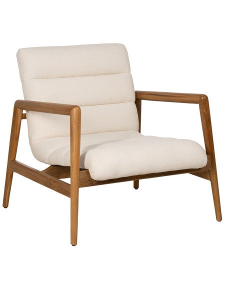 Fauteuil en teck et tissu écru 79x56x76 cm Lomarado Ixia - 1