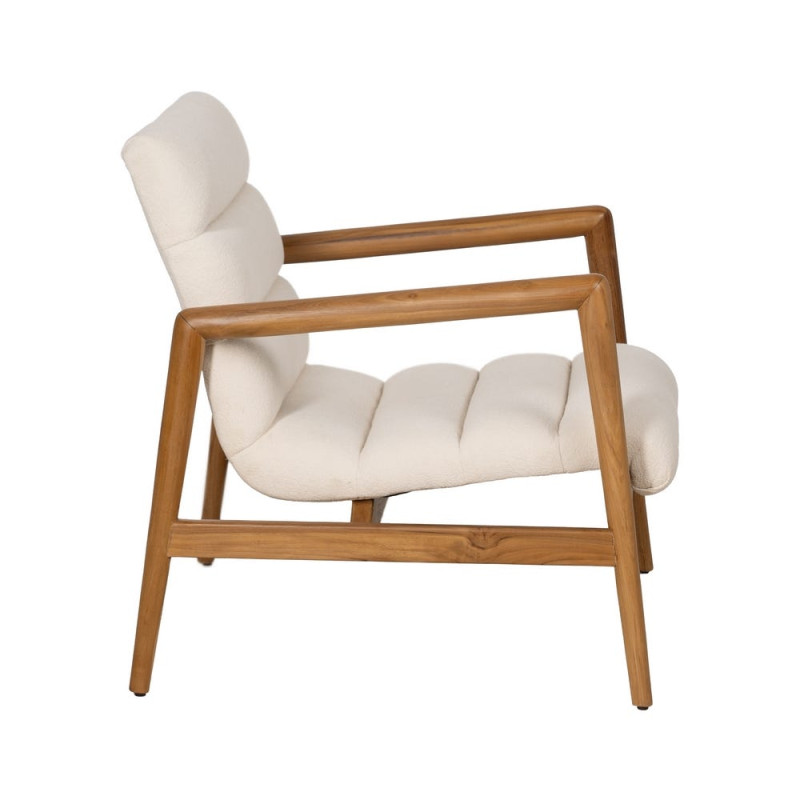 Fauteuil en teck et tissu écru 79x56x76 cm Lomarado Ixia - 2