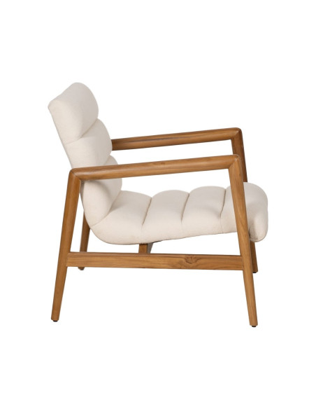 Fauteuil en teck et tissu écru 79x56x76 cm Lomarado Ixia - 2