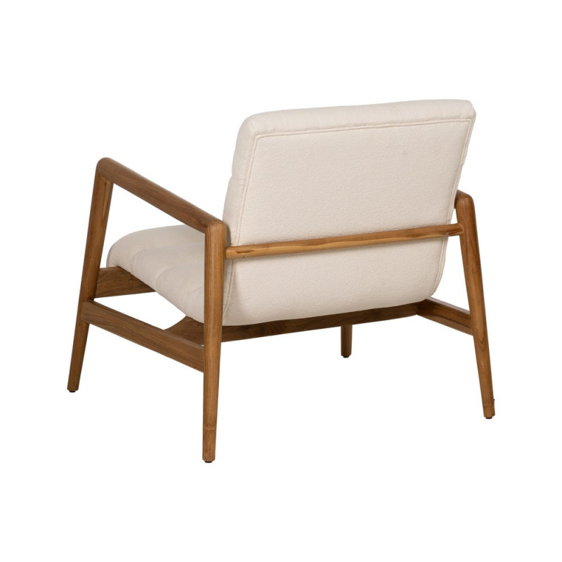 Fauteuil en teck et tissu écru 79x56x76 cm Lomarado Ixia - 3