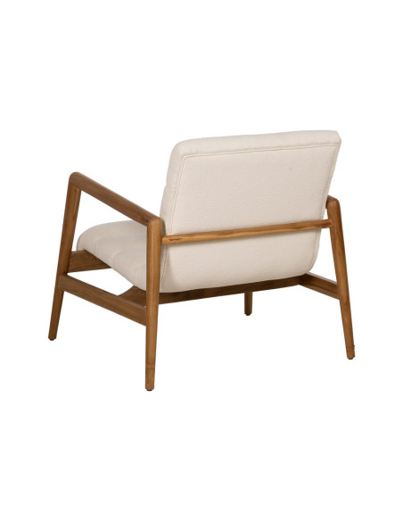 Fauteuil en teck et tissu écru 79x56x76 cm Lomarado Ixia - 3