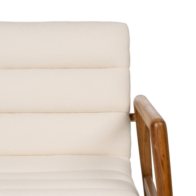 Fauteuil en teck et tissu écru 79x56x76 cm Lomarado Ixia - 4