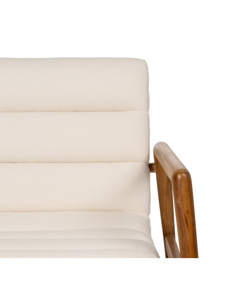 Fauteuil en teck et tissu écru 79x56x76 cm Lomarado Ixia - 4