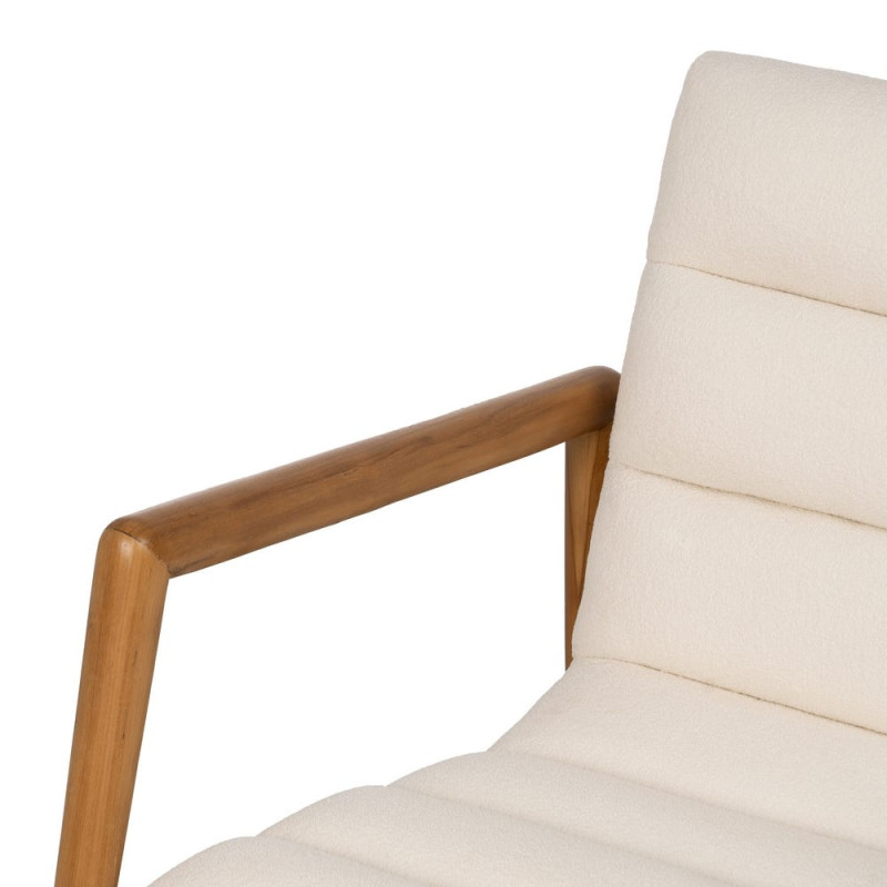 Fauteuil en teck et tissu écru 79x56x76 cm Lomarado Ixia - 5