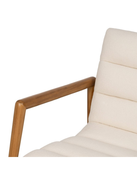 Fauteuil en teck et tissu écru 79x56x76 cm Lomarado Ixia - 5