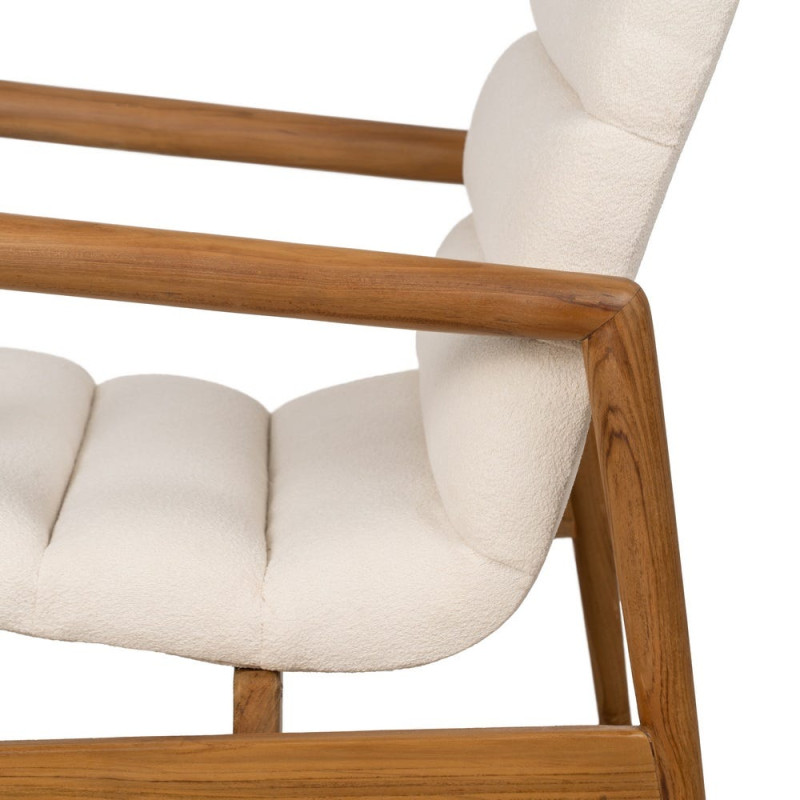 Fauteuil en teck et tissu écru 79x56x76 cm Lomarado Ixia - 6