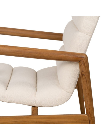 Fauteuil en teck et tissu écru 79x56x76 cm Lomarado Ixia - 6