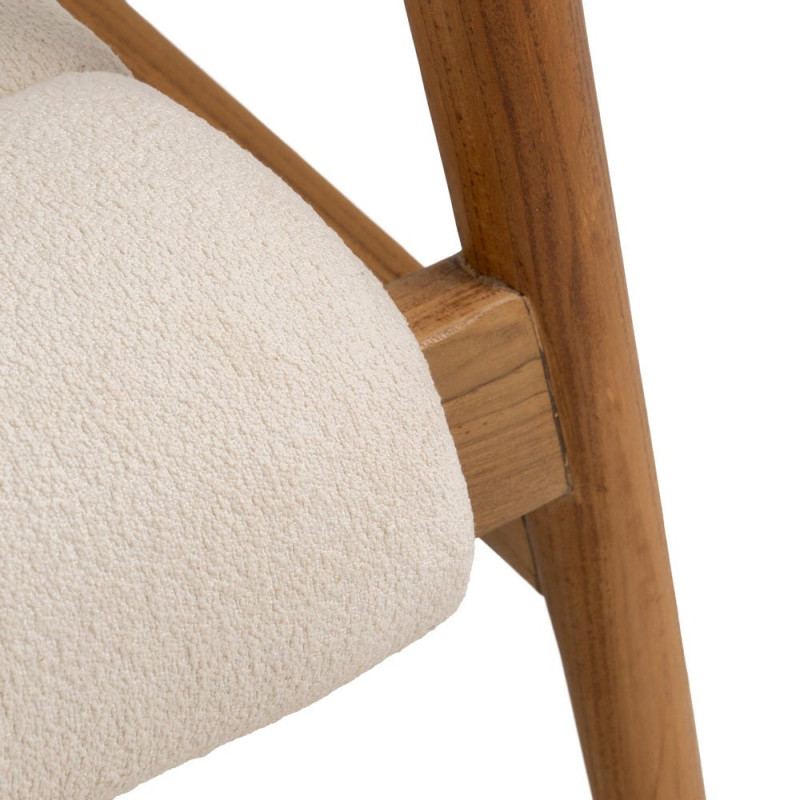 Fauteuil en teck et tissu écru 79x56x76 cm Lomarado Ixia - 8
