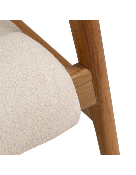 Fauteuil en teck et tissu écru 79x56x76 cm Lomarado Ixia - 8