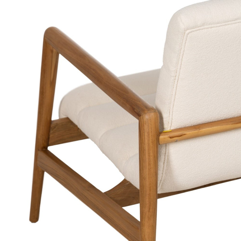Fauteuil en teck et tissu écru 79x56x76 cm Lomarado Ixia - 10