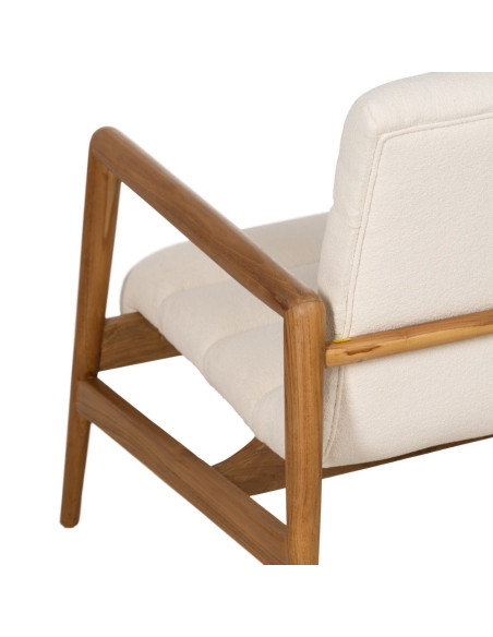 Fauteuil en teck et tissu écru 79x56x76 cm Lomarado Ixia - 10