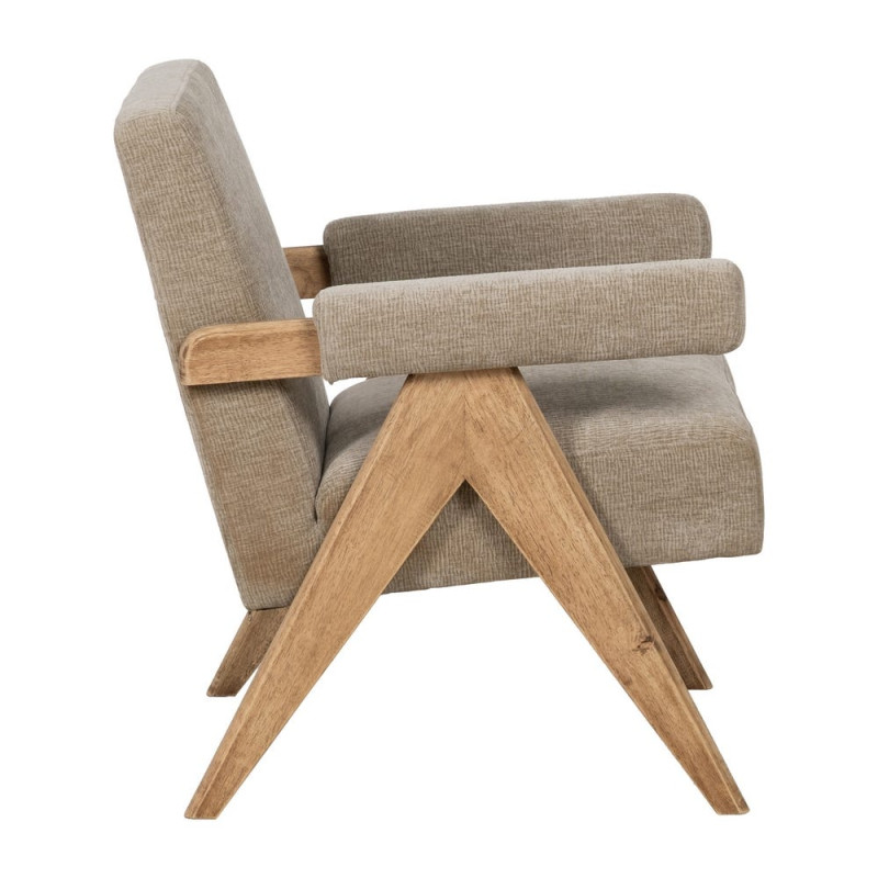 Fauteuil scandinave beige en tissu et bois 74x76x85 cm Oreloro Ixia - 2
