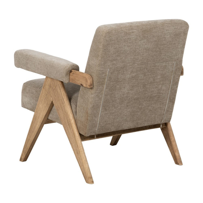Fauteuil scandinave beige en tissu et bois 74x76x85 cm Oreloro Ixia - 3