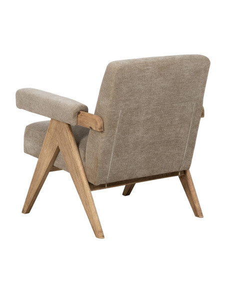 Fauteuil scandinave beige en tissu et bois 74x76x85 cm Oreloro Ixia - 3