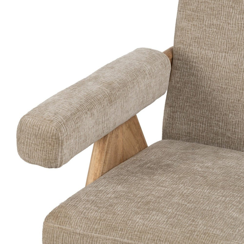 Fauteuil scandinave beige en tissu et bois 74x76x85 cm Oreloro Ixia - 5