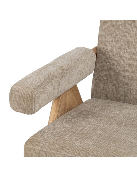 Fauteuil scandinave beige en tissu et bois 74x76x85 cm Oreloro Ixia - 5