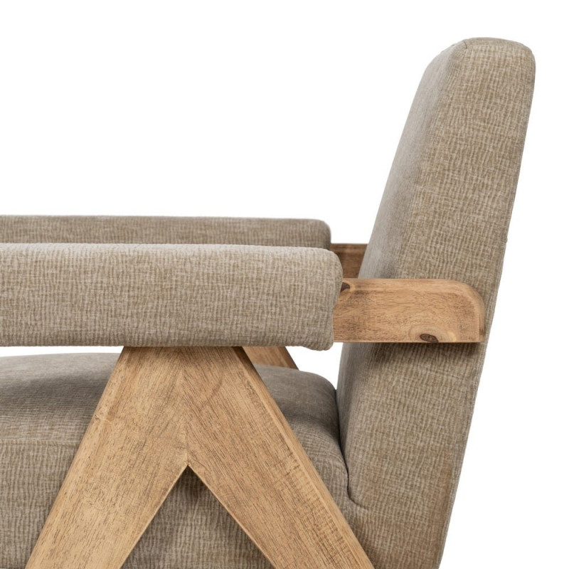 Fauteuil scandinave beige en tissu et bois 74x76x85 cm Oreloro Ixia - 6