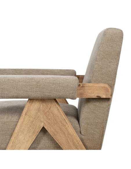 Fauteuil scandinave beige en tissu et bois 74x76x85 cm Oreloro Ixia - 6