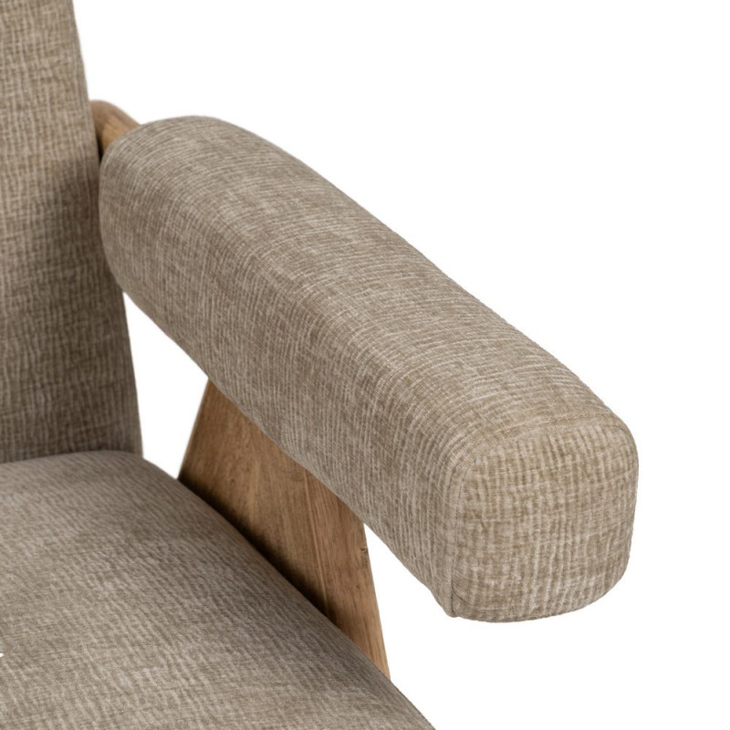 Fauteuil scandinave beige en tissu et bois 74x76x85 cm Oreloro Ixia - 9