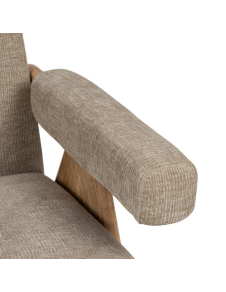 Fauteuil scandinave beige en tissu et bois 74x76x85 cm Oreloro Ixia - 9