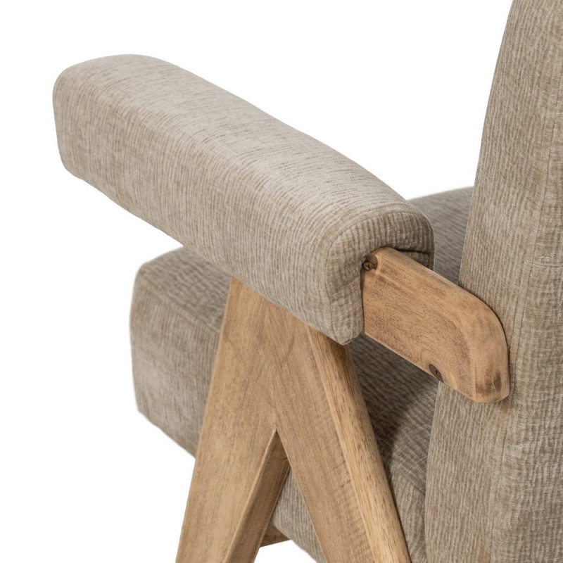 Fauteuil scandinave beige en tissu et bois 74x76x85 cm Oreloro Ixia - 11